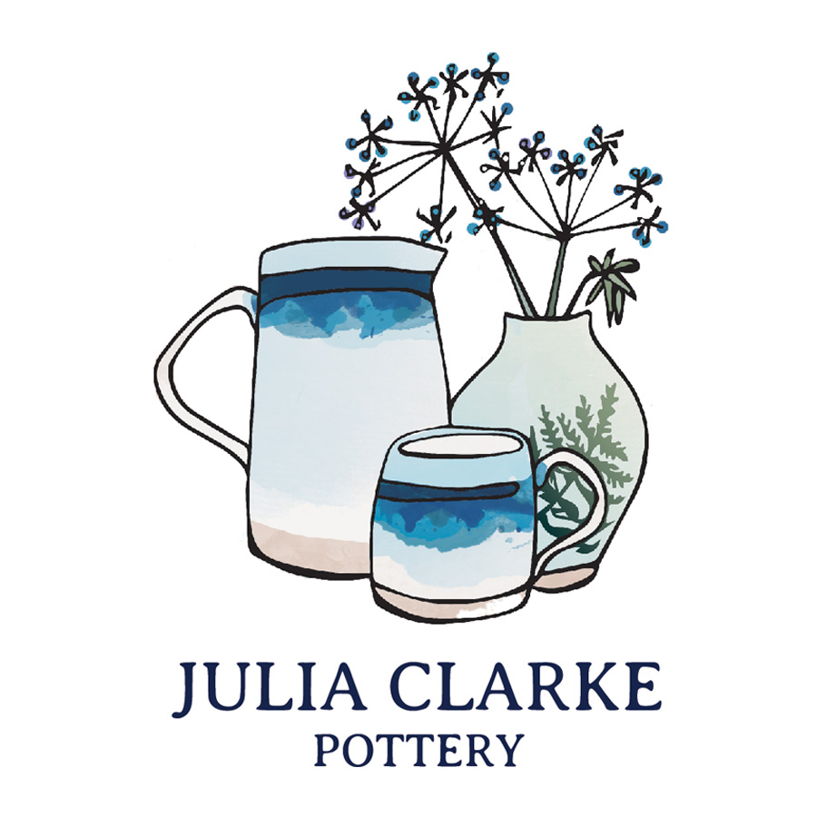 Julia Clarke Pottery logo custom illustration